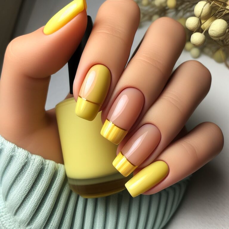 Lemonade Luxe: Trendy Nail Art with Eye-Catching Yellow Tips