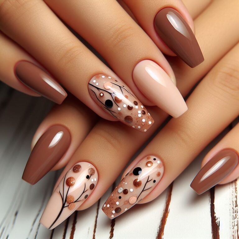 Brown Branch Beauty: Nail Art with Elegant Twig Details