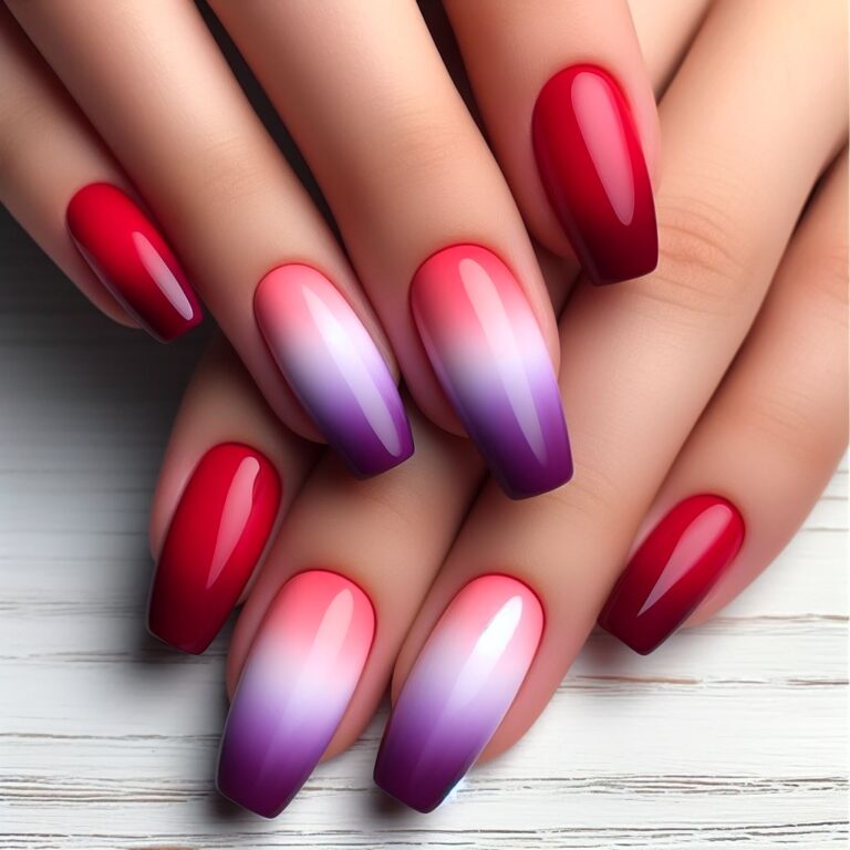 Mystic Ombré: Red and Purple Nail Gradient Inspiration