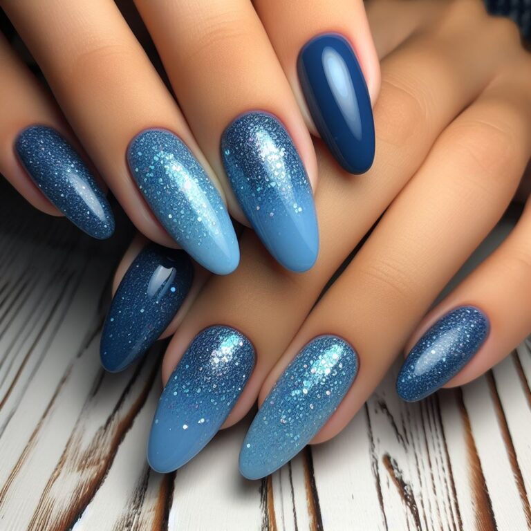 Sapphire Sparkle Sensation: Blue Glitter Nail Art Inspiration