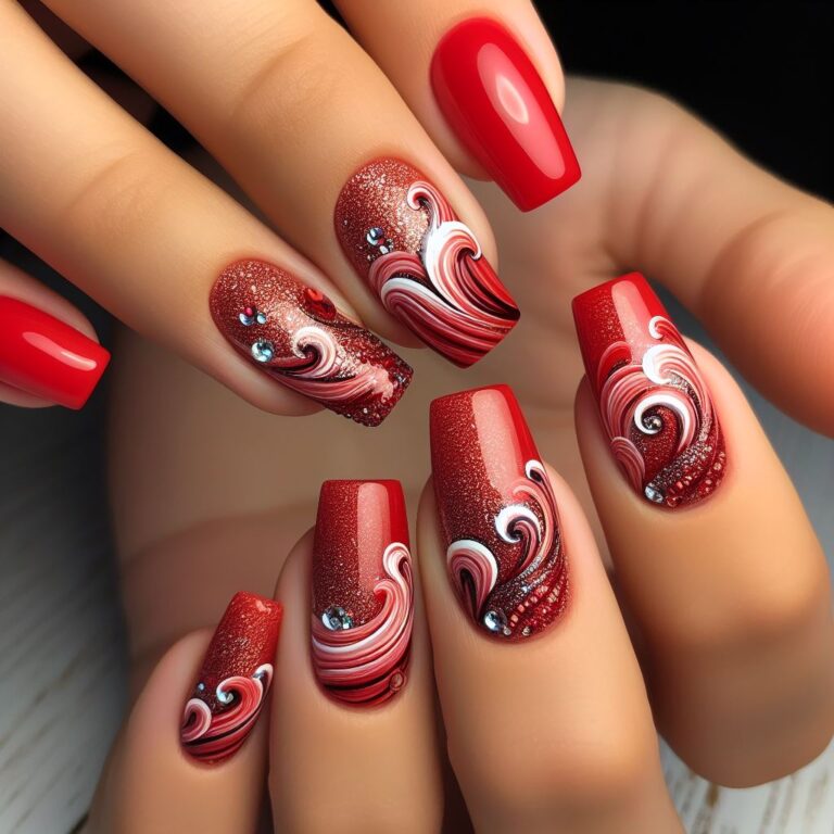 Waves of Passion: Red Nail Art That Captivates