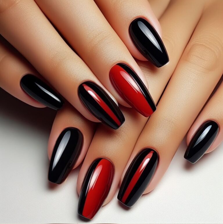 Daring Red and Black Nail Art Inspiration