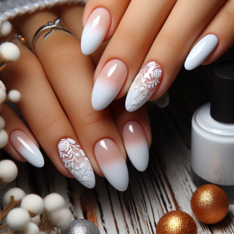 Pure Elegance: White Bridal Nail Designs