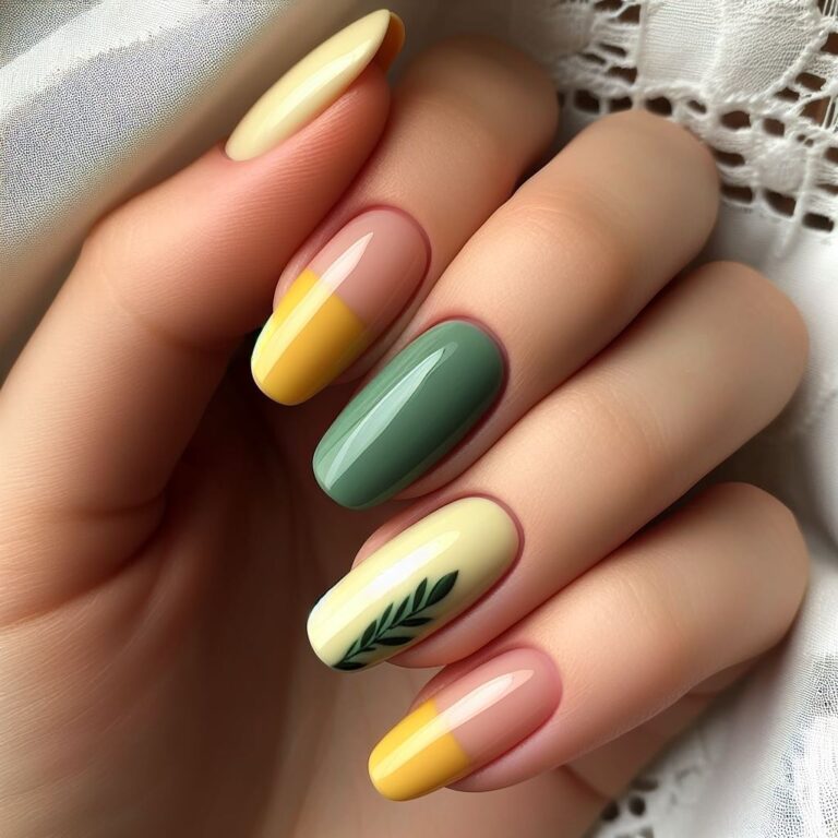 Clean & Chic: Simple Yellow and Green Nails for Minimalists