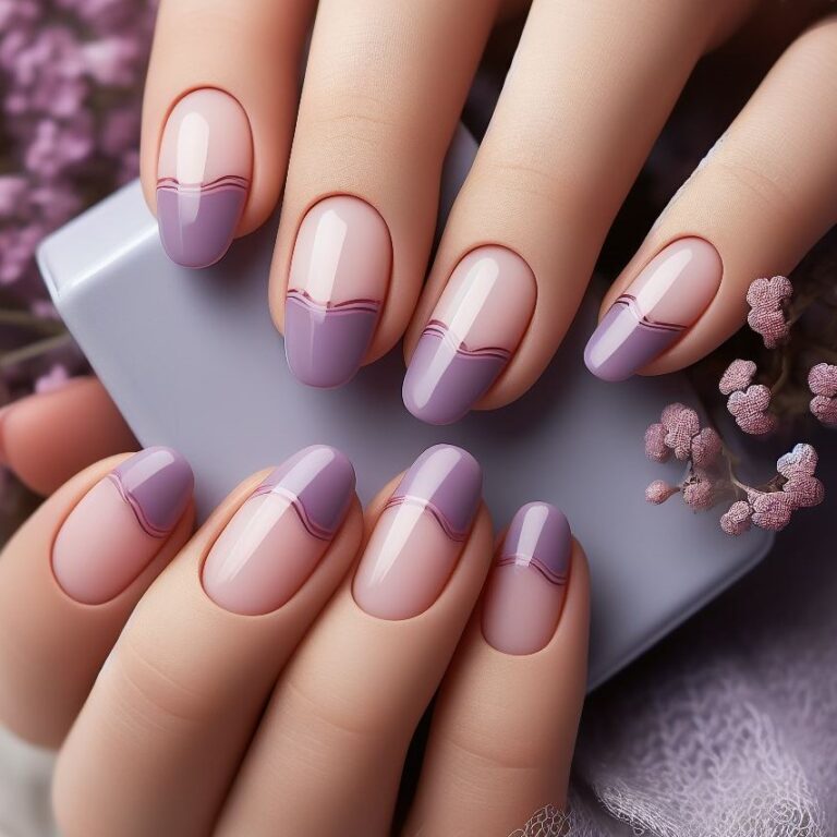 “Violet French Twist: Elegant Nail Design with a Purple Twist