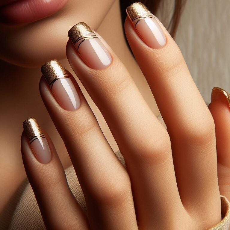 Golden French Twist: Elegant Nail Design with Gold Tips