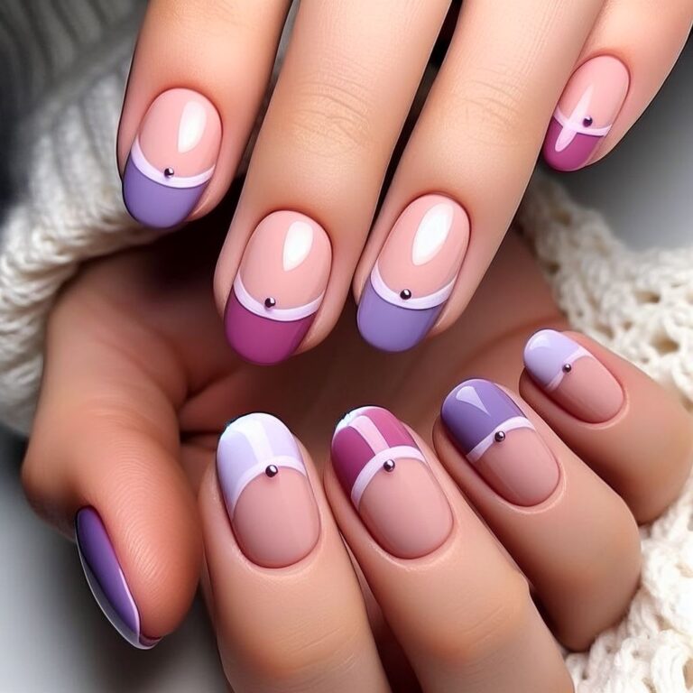 Lavender Love French Tips: Romantic Nail Art in Violet and Rose Shades