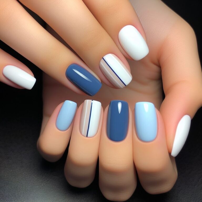 Serenity in Simplicity: Blue and White Nails for Clean Beauty